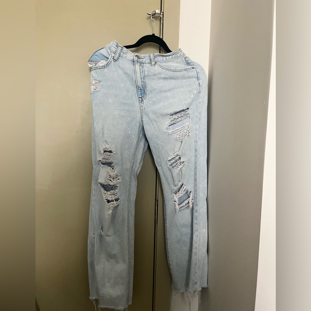 Light wash wide leg skater jeans